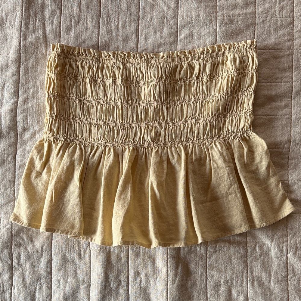 Universal Thread Yellow Smocked Linen Top
